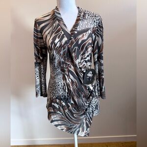 Frank Lyman Design Wrap Shirt Y2K Size 10 Abstract Statement Whimsigoth